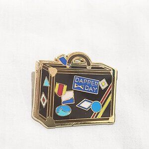 Dapper Day Travel In Style Luggage Lapel Pin 1" Disney Brown